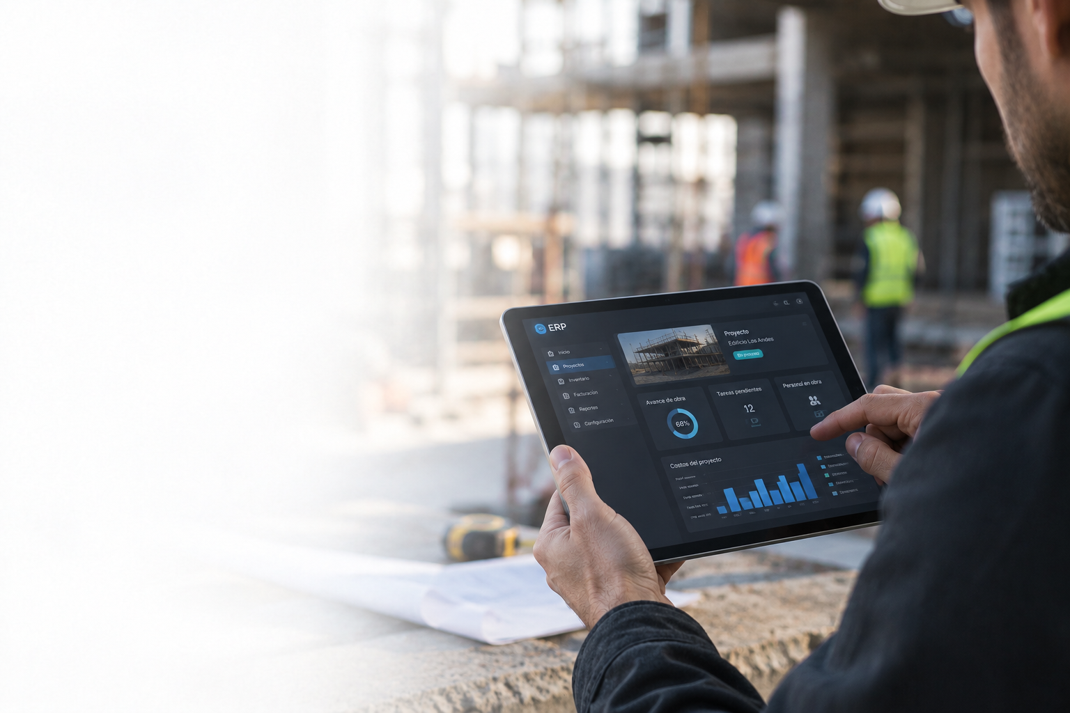 Profesional revisando dashboard en tablet
